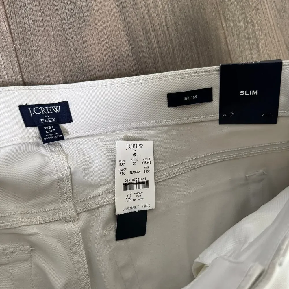 J.Crew Slim Fit Five Pocket Tech Pants 31x30 Stone Gray Sun Protection Stretch